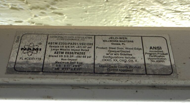 Product Approval Label for Wind Mitigation Inspection in Brevard County Florida